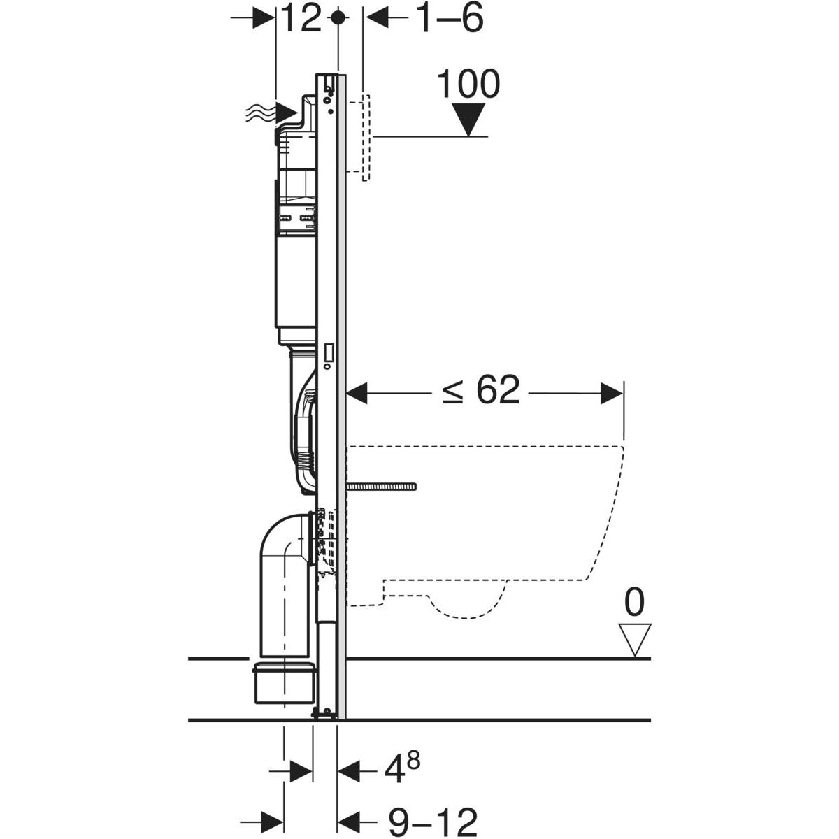 111.153.00.3t2 Geberit Delta ugradni vodokotlić za konzolnu WC šolju, DuofixBasic element (111.153.00.3).