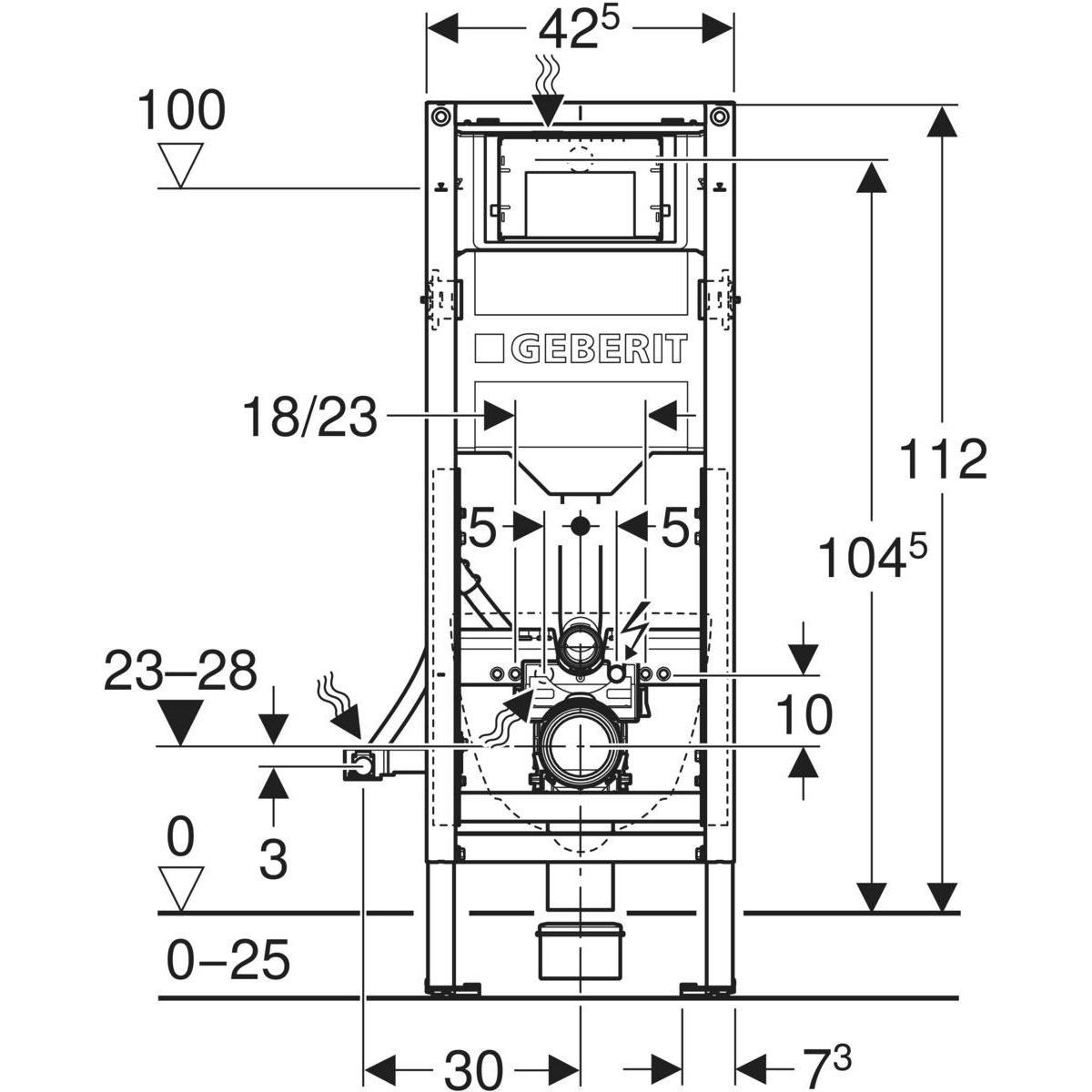 111.324.00.6t Geberit Duofix element za konzolnu WC šolju, 112 cm, sa Sigma ugradnim vodokotlićem 12 cm, za osobe sa invaliditetom (111.324.00.6).