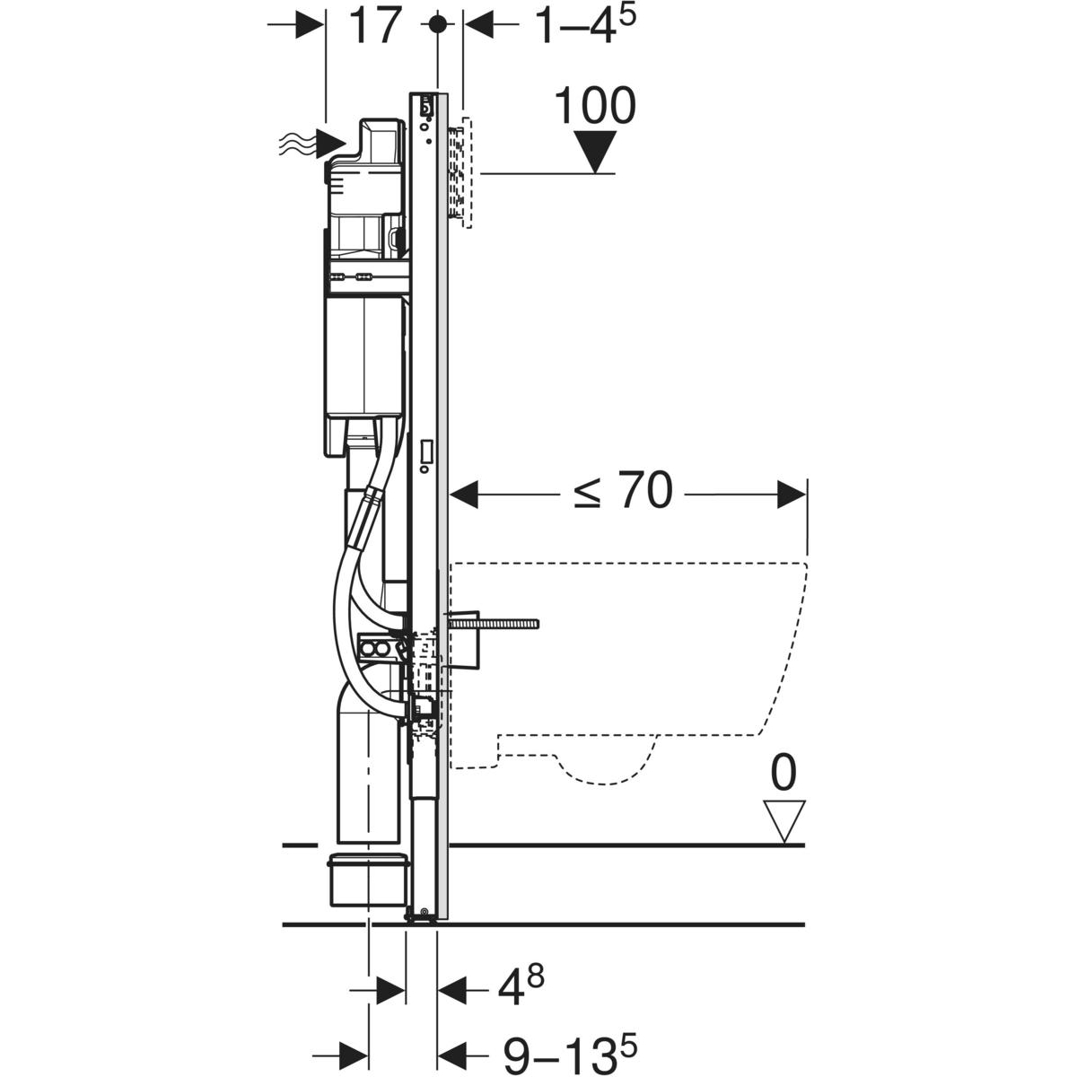 111.324.00.6t1 Geberit Duofix element za konzolnu WC šolju, 112 cm, sa Sigma ugradnim vodokotlićem 12 cm, za osobe sa invaliditetom (111.324.00.6).