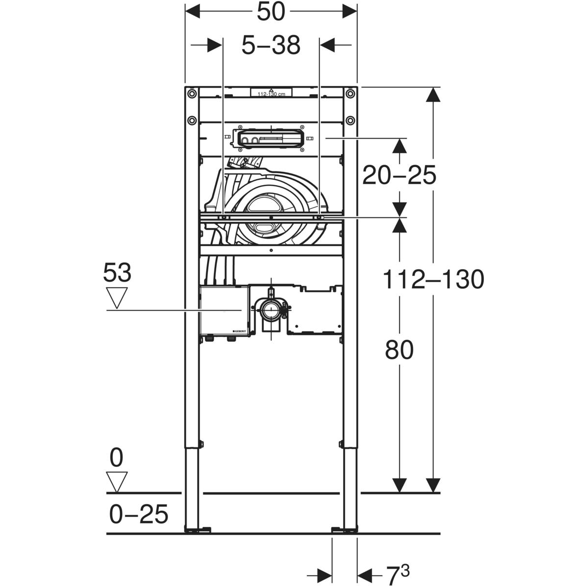 111.069.00.2teh Geberit Duofix element za umivaonik 112–130 cm, za Geberit ONE zidne slavine za umivaonik (111.069.00.2).
