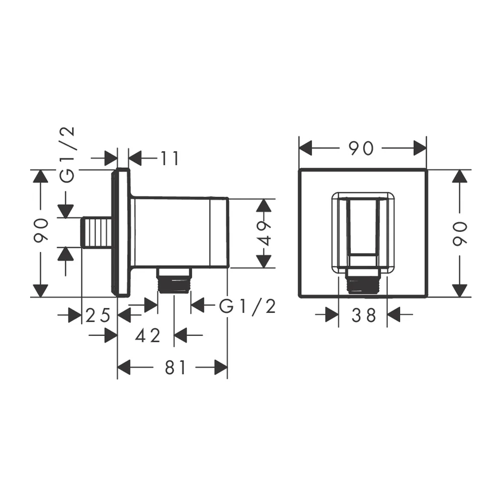 26889670teh Hansgrohe Fixfit E zidni priključak za tuš crevo sa držačem za tuš (26889670)